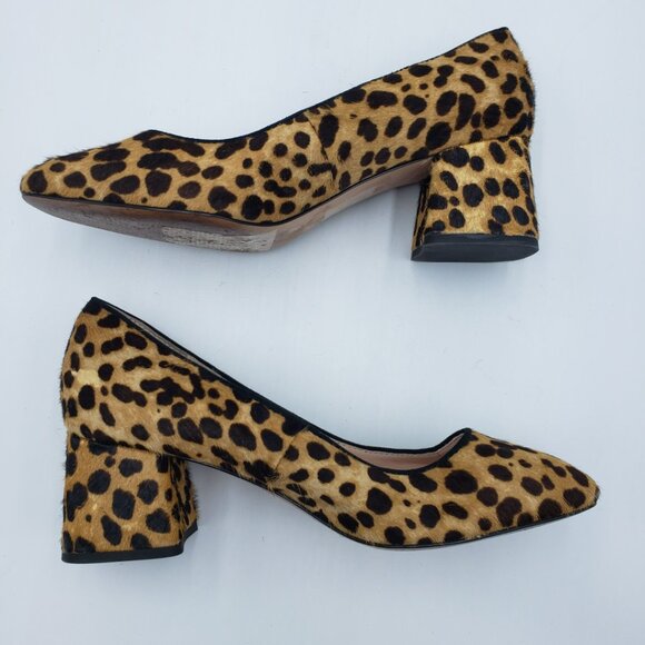 J. Crew Celia Pumps 6 Womens Block Heel Pony Calf Hair Leopard Print Tan - Picture 6 of 10